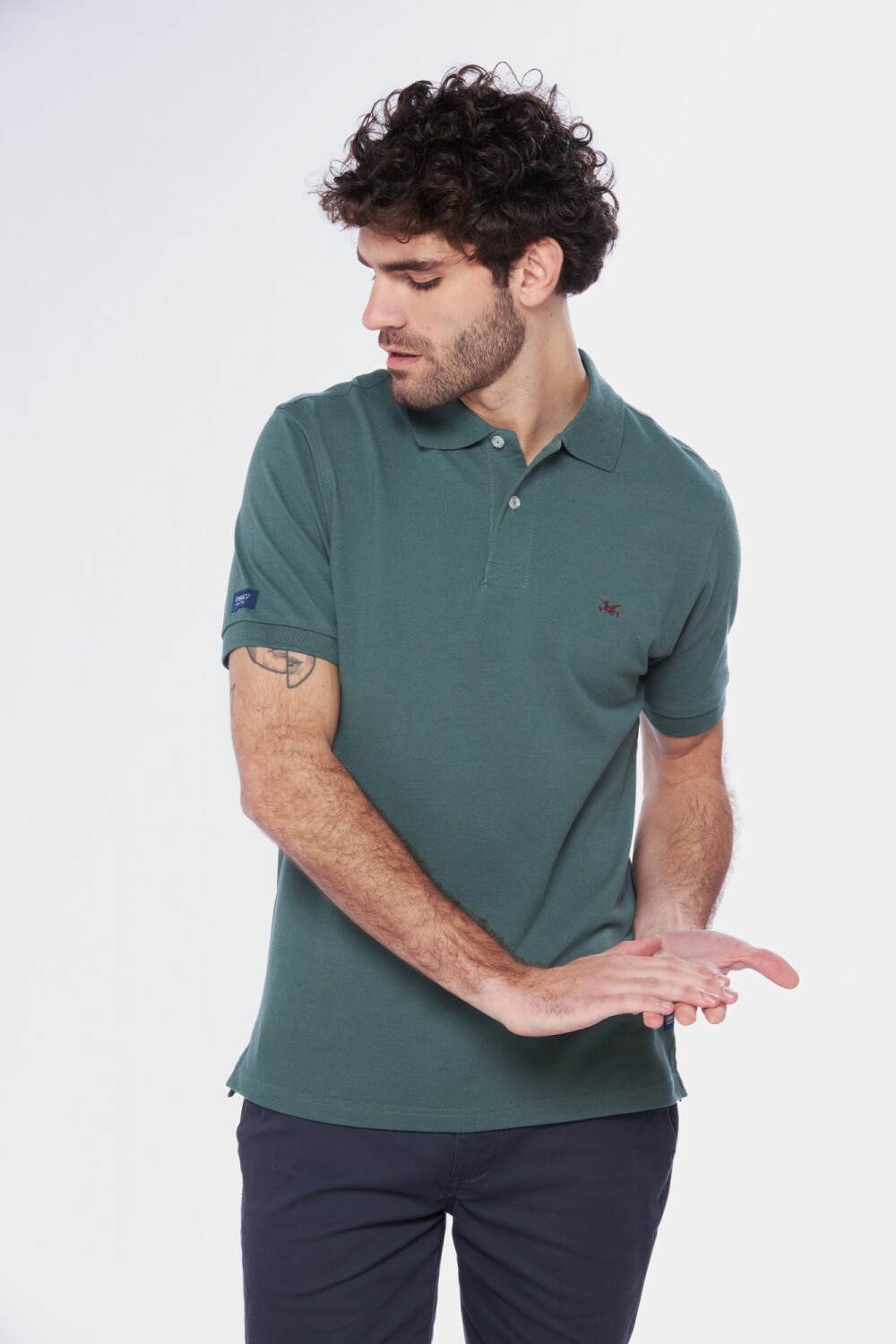 REMERA POLO LISA Verde oscuro