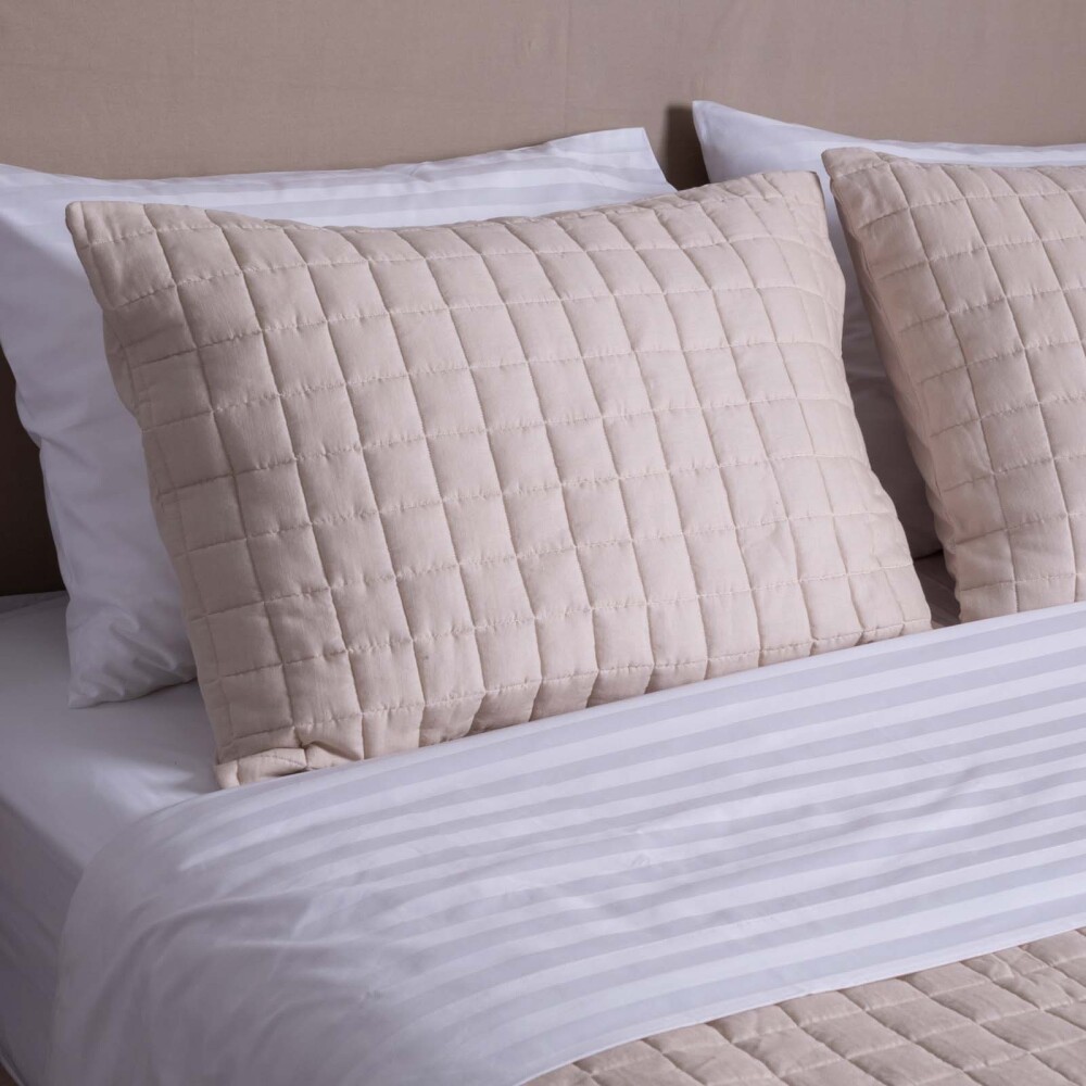 SET DE ACOLCHADO QUEEN POLIESTER NATURAL-BEIGE CHAMBRAY AVENA