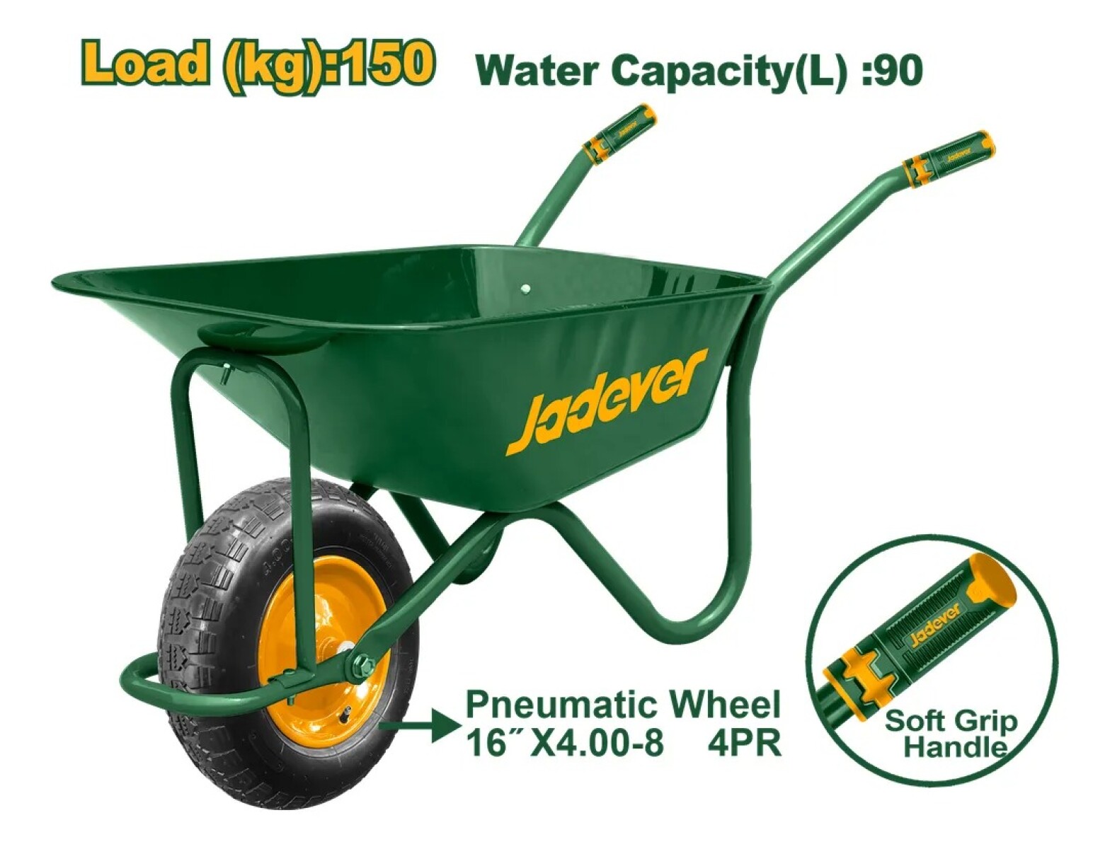 Carretilla 150kg Rueda Neumatica Jadever Jdwb5f01 