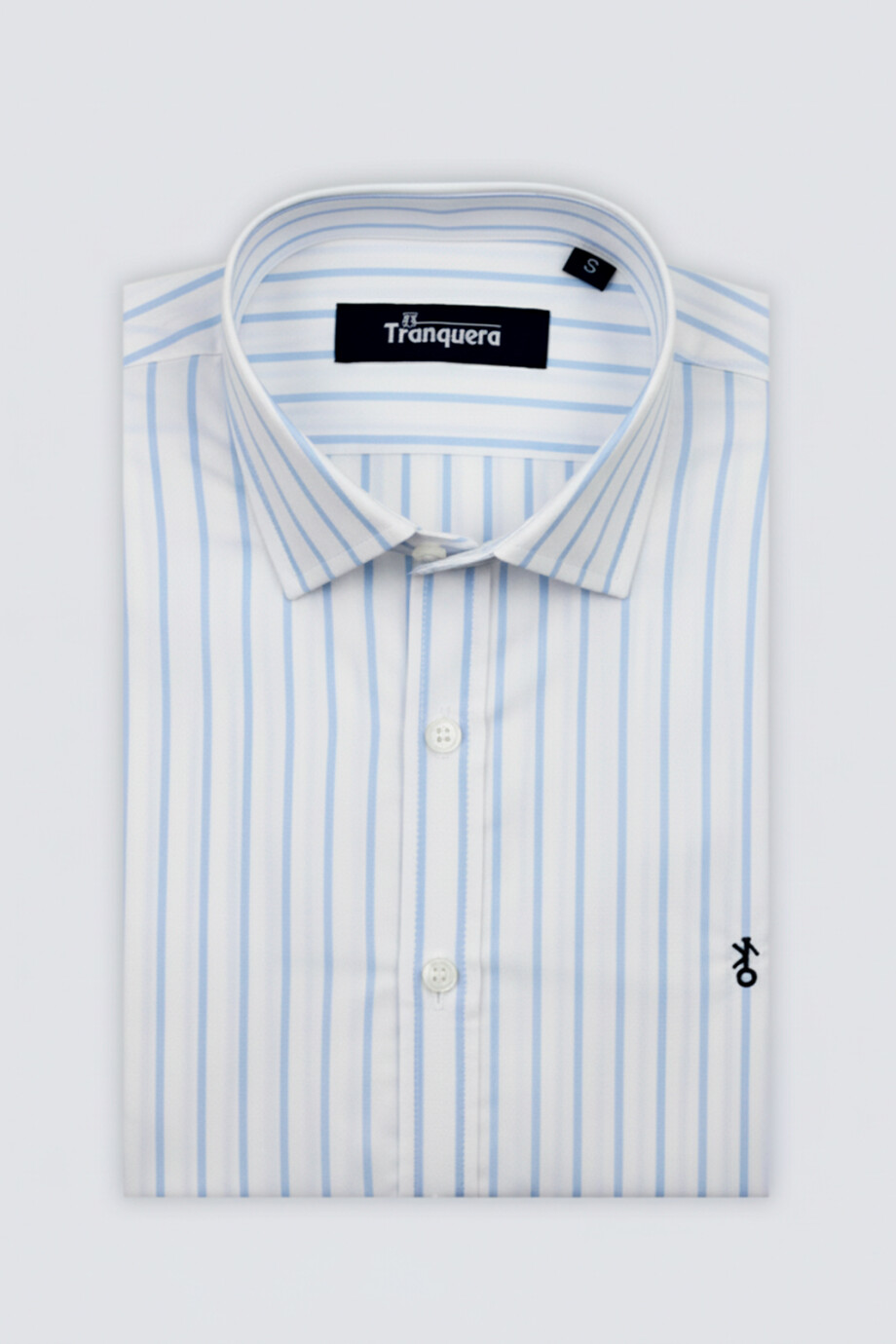 Camisa de Hombre Premium Cuello s/Botones Raya Celeste 1