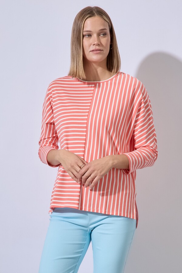 Remera Algodon Lineas CORAL