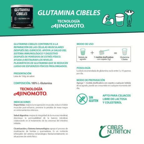 Glutamina 100% 150g Cibeles Nutrition Glutamina 100% 150g Cibeles Nutrition