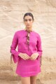 Vestido Tira Linen Fucsia