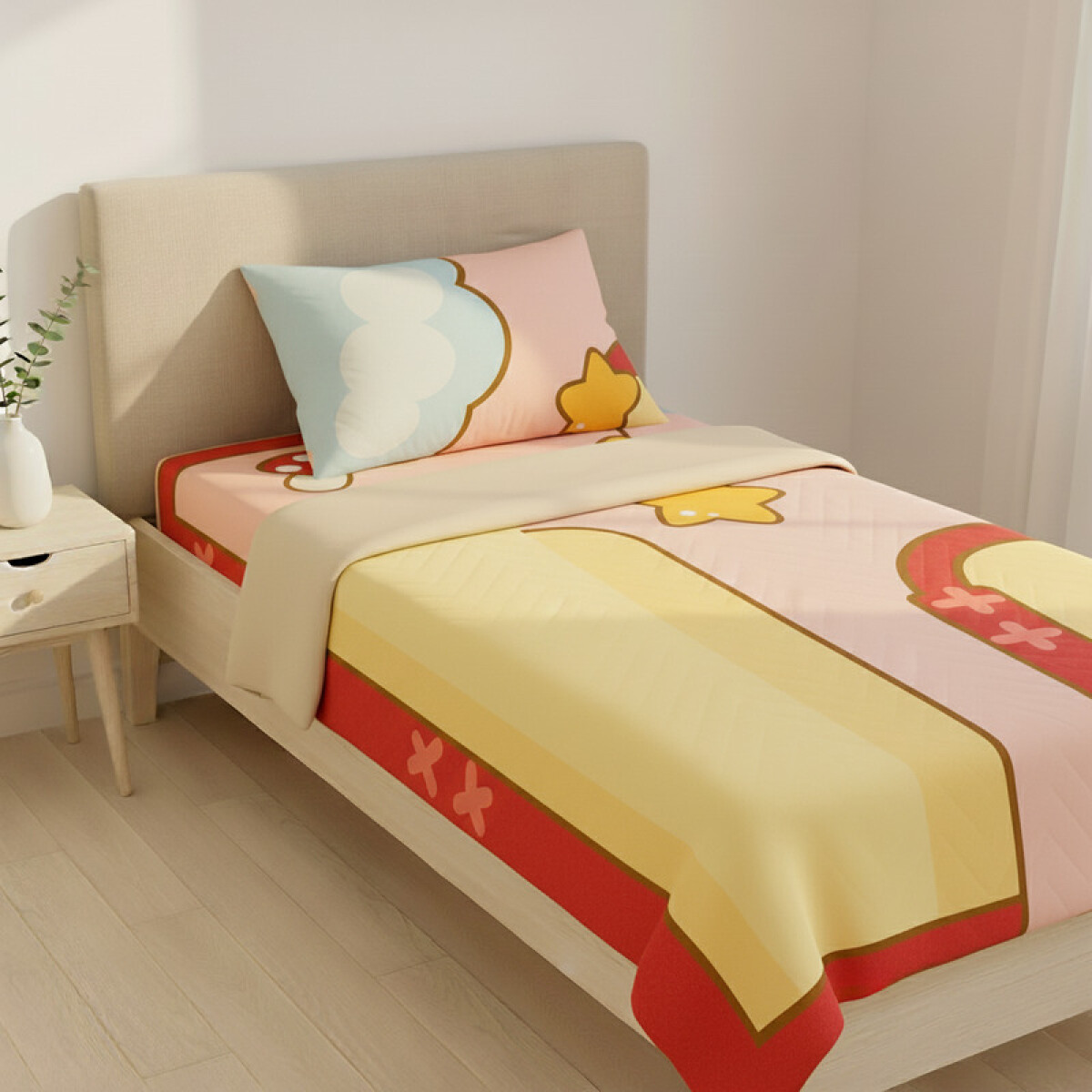 Juego De Sabanas 1 Plaza Toque Algodón Sommier Infantil - Pio 