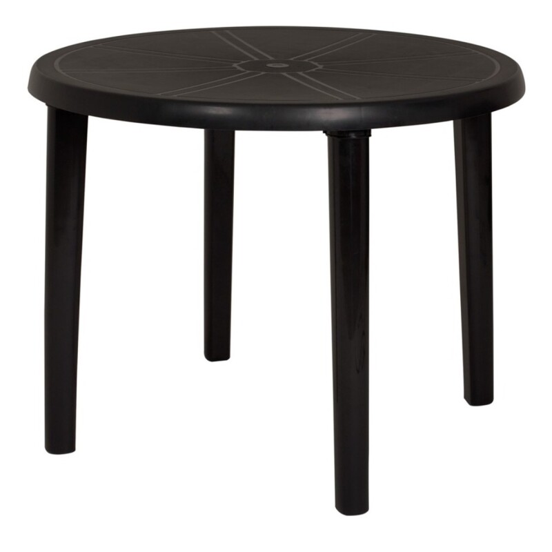 Mesa redonda desmontable de plástico para acampar, color negro Mesa Redonda Desmontable De Plástico Para Acampar, Color Negro