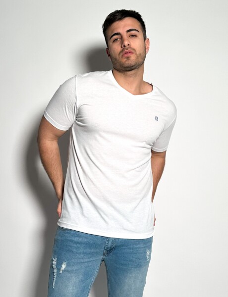 Remera lisa escote V Vex Blanco