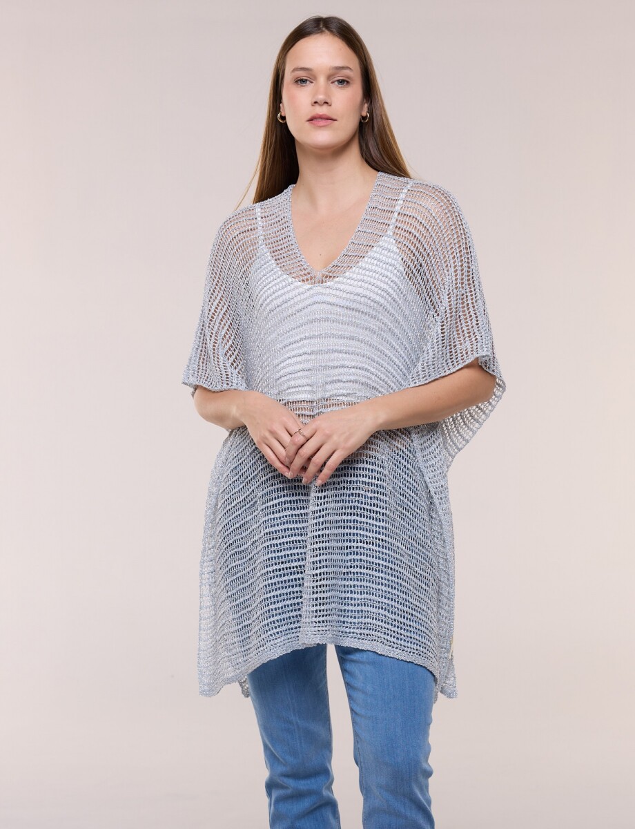 Poncho Calado Lurex - Plateado 
