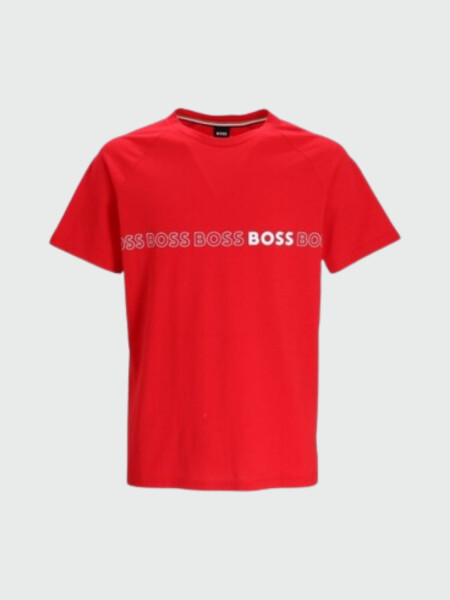 BOSS -Remera de algodón slim fit, BOSS Rojo