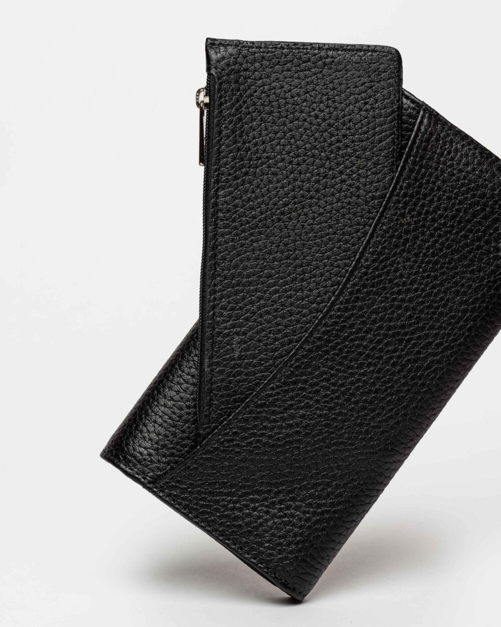Billetera The Circle En Cuero Graneado Negro