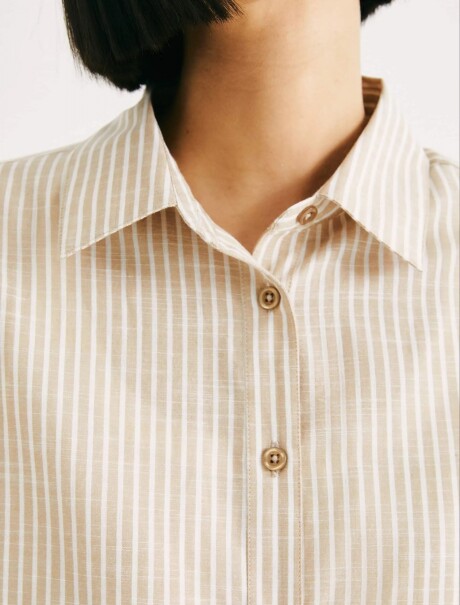 CAMISA MANGA LARGA DE RAYAS NARANJA