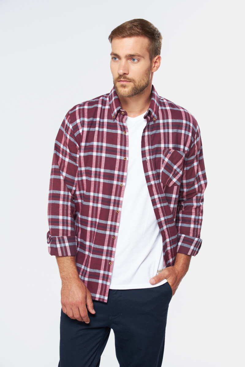 CAMISA LEÑADORA CUADROS - Bordo 