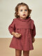 Vestido Tejido Bordado Coral Oscuro