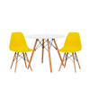 Juego de comedor Con Mesa Circular de 80cm + 2 Sillas Eames Amarllo