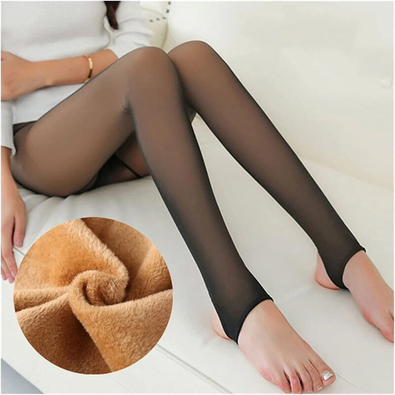 Medias Panty Térmica Con Efecto Piel de Talón Negro