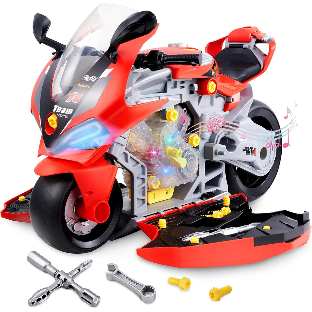 Moto Deportiva Juguete Desarmable Mecánico Luz Sonido 