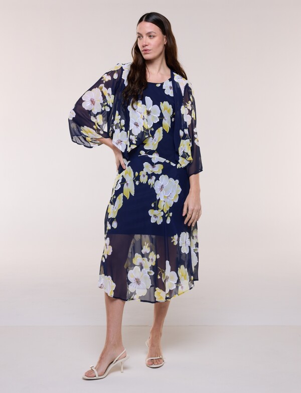 Conjunto Gasa Vestido & Capa AZUL