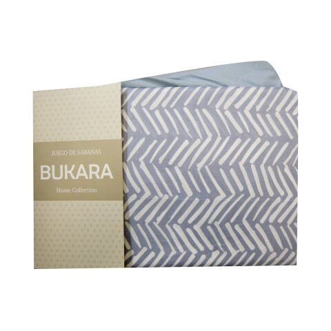 Juego Sábanas 2 plazas Bukara 100% Microfibra 254-1 ZIG ZAG CELESTE