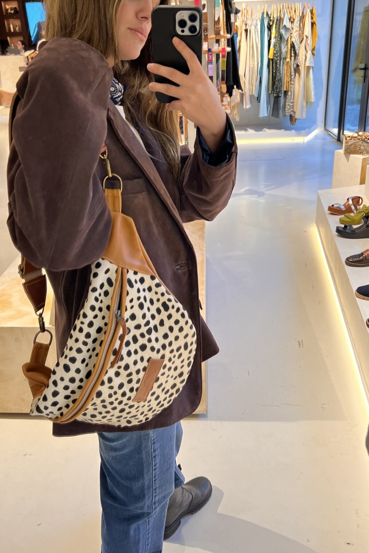 Leather Fanny Pack XL Print Crudo