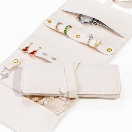 Estuche joyero plegable para viaje velvet - 10x24cm Blanco