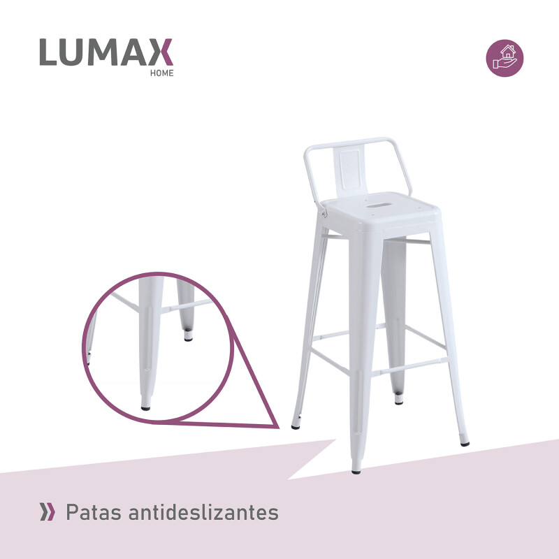 Taburete Tolix en metal con respaldo Blanco