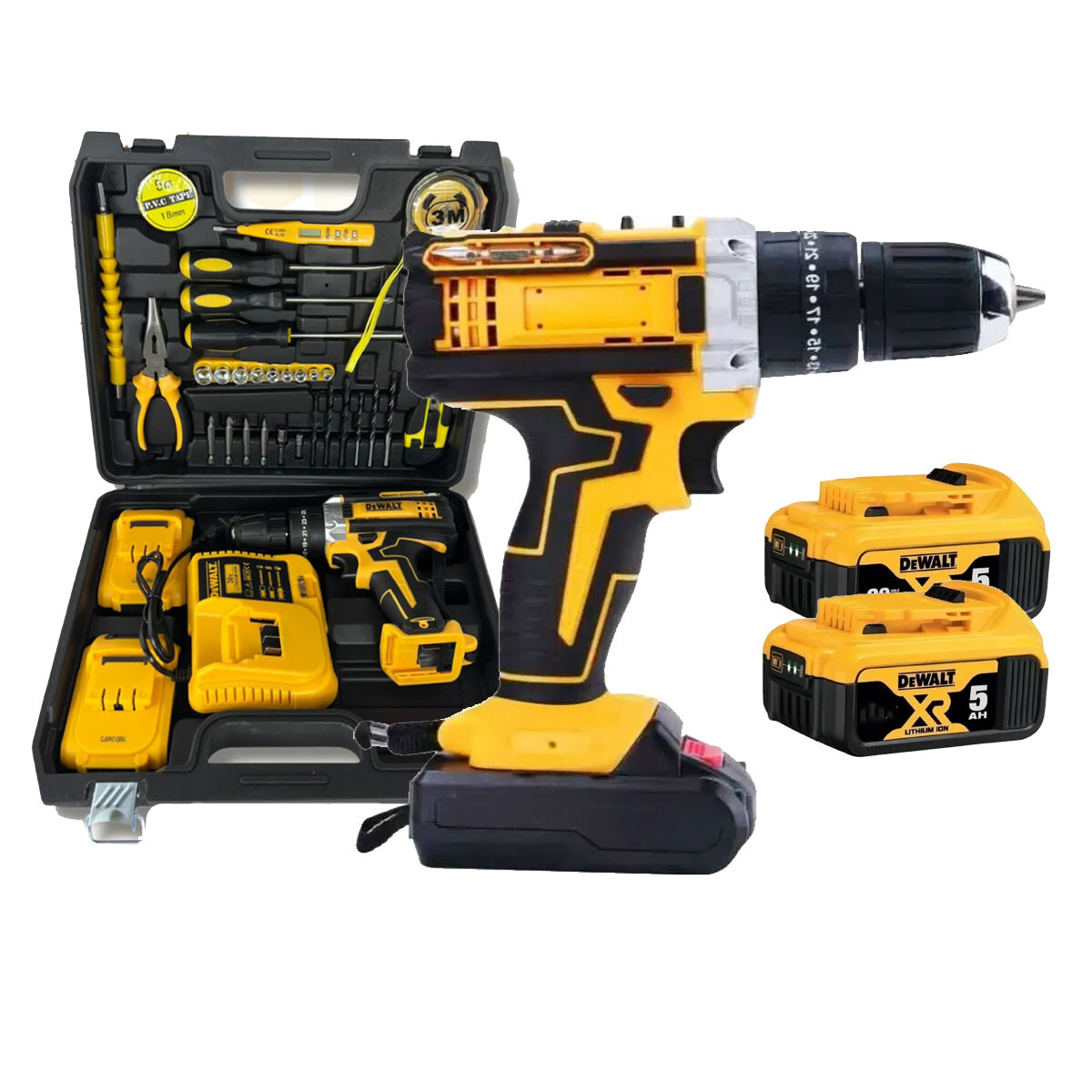 Set Taladro Inalámbrico 21v Con 2 Baterías Y Cargador 