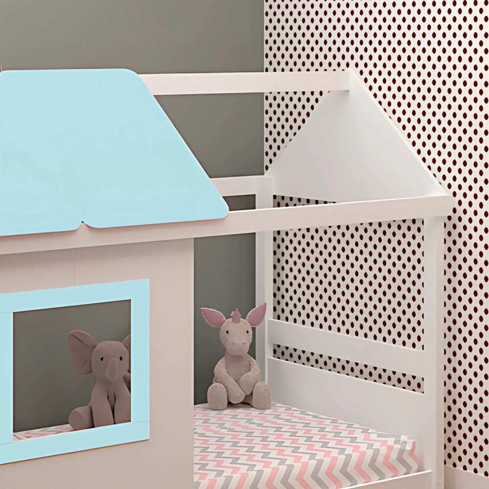 Cama Casita - Tota B137 Blanco/Azul