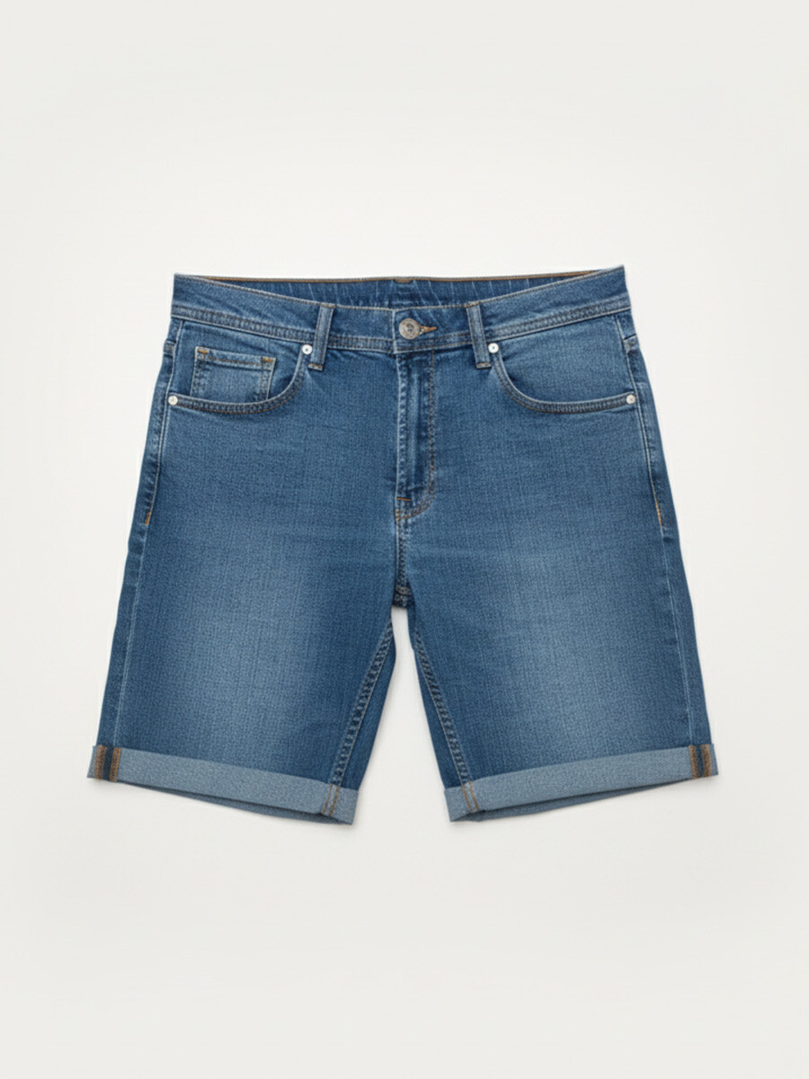 BERMUDA JEAN BIZON - Azul Oscuro 