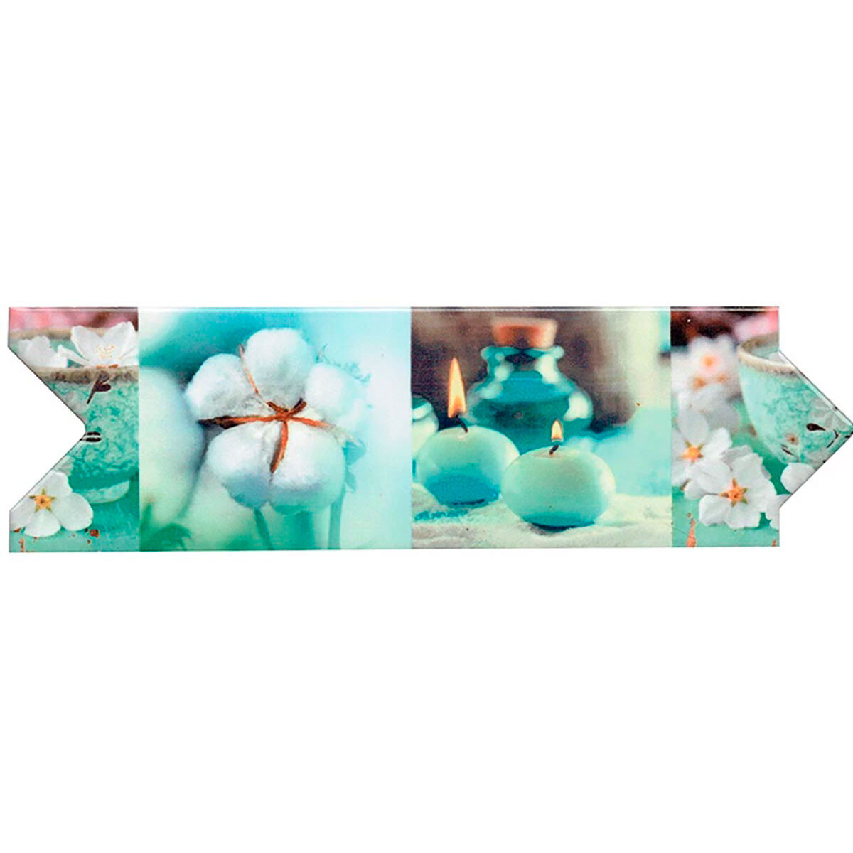 Guarda con decorado mixto de velas y flores 8x25 azulmat 