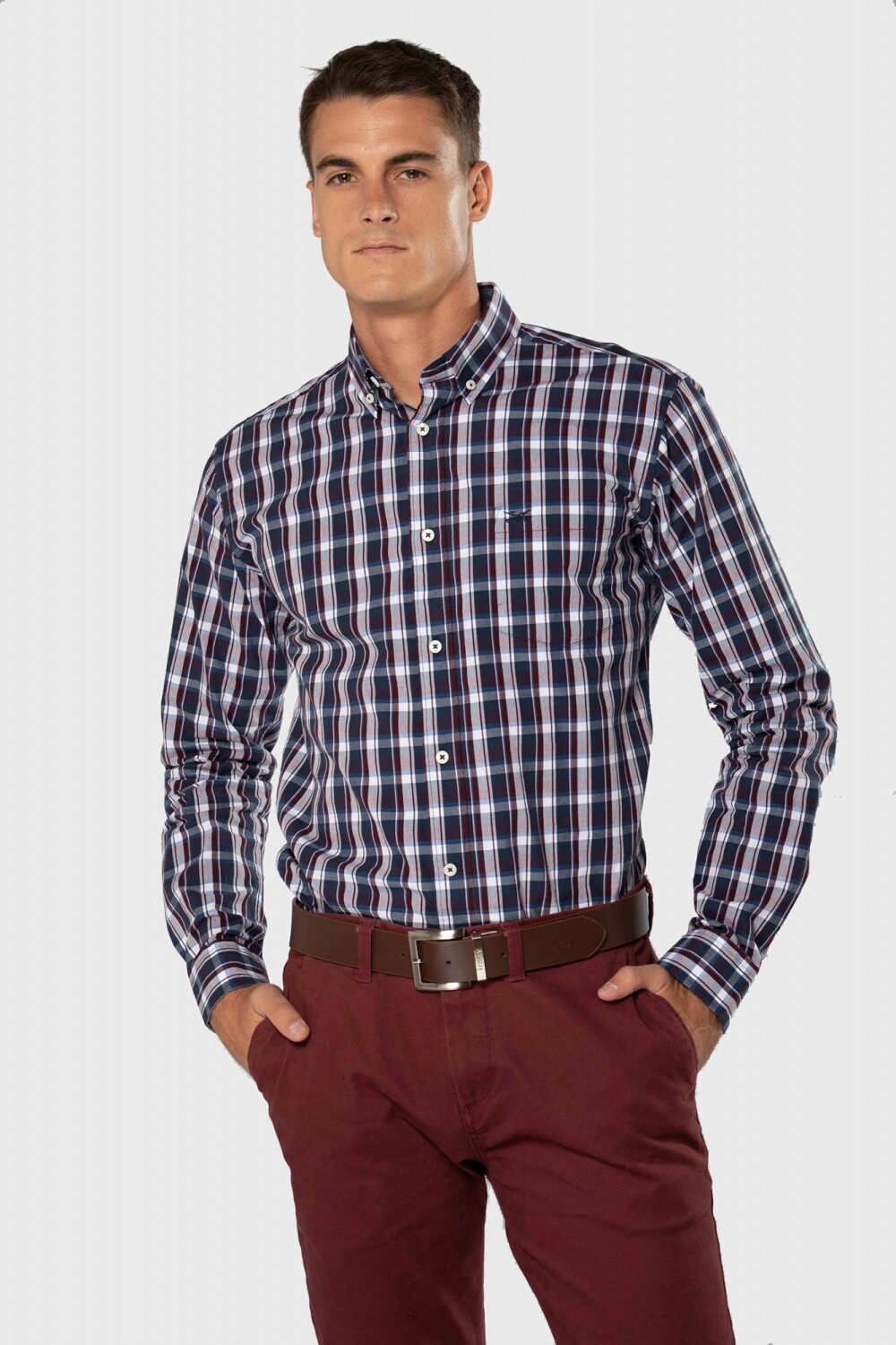 CAMISA A CUADROS Bordeaux