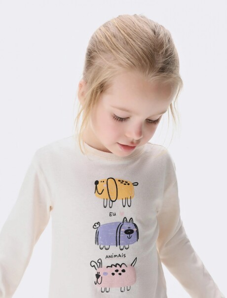 CAMISETA INFANTIL CON ESTAMPA BEIGE