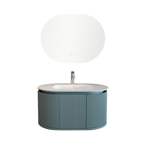 CONJUNTO DE BAÑO HABITARE MODELO LT6004-80 / MUEBLE PVC+ BACHA + ESPEJO CIRCULAR C/ LUZ LED - 80 cm Conjunto De Baño Habitare Modelo Lt6004-80 / Mueble Pvc+ Bacha + Espejo Circular C/ Luz Led - 80 Cm