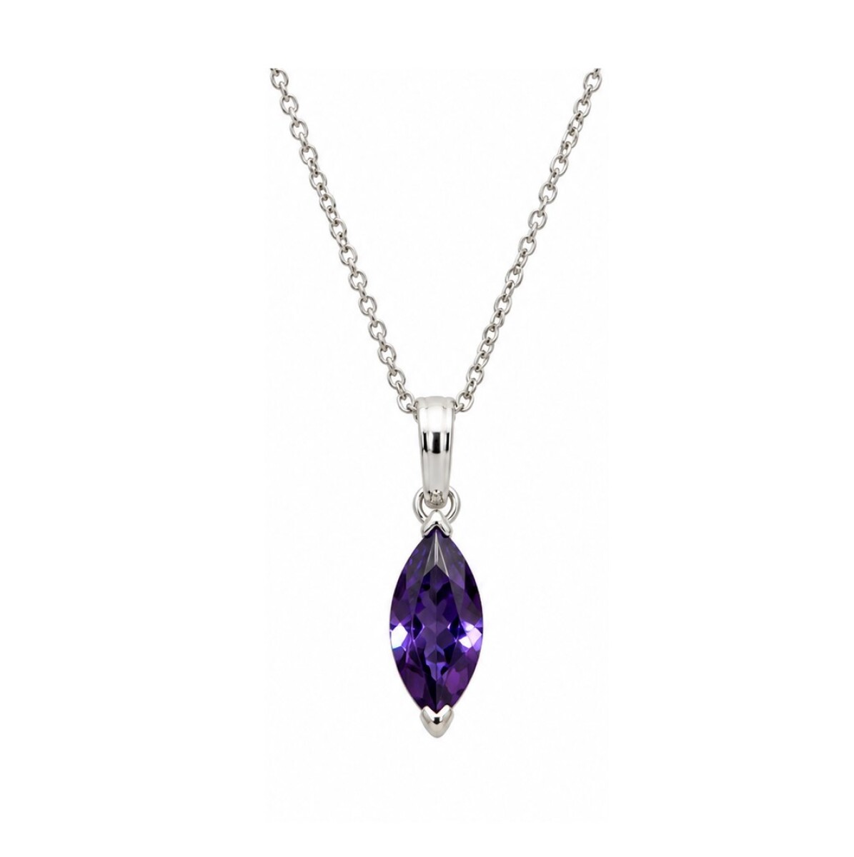 Cadena y colgante piedra talla Navette violeta 