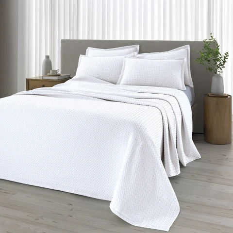 Juego Colcha y Funda Dohler Provenza 1 Plaza 100% Microfibra BLANCO
