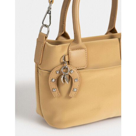 Cartera Mini City Con Charm Marron Beige