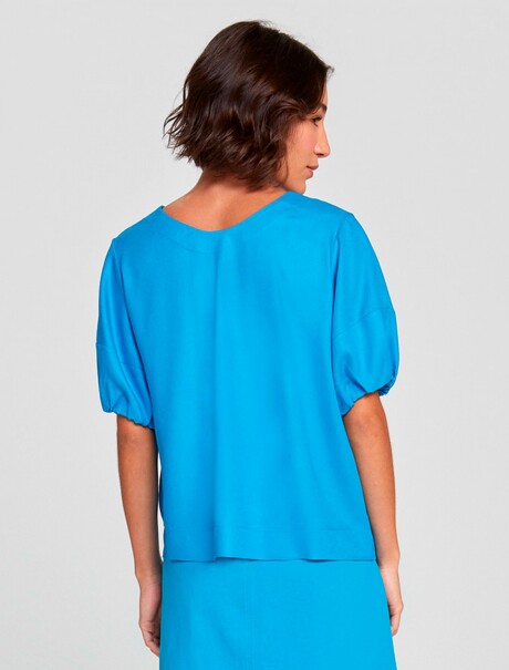 BLUSA FEMENINA MANGA CORTA CELESTE