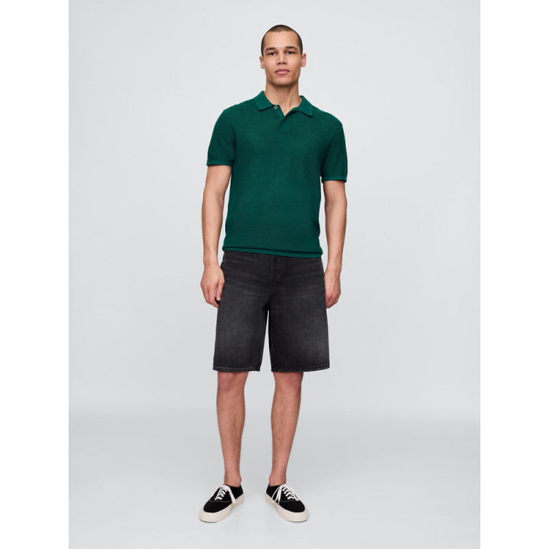 CROCHET TEXTURE POLO RAIN FOREST 19-5232 TC