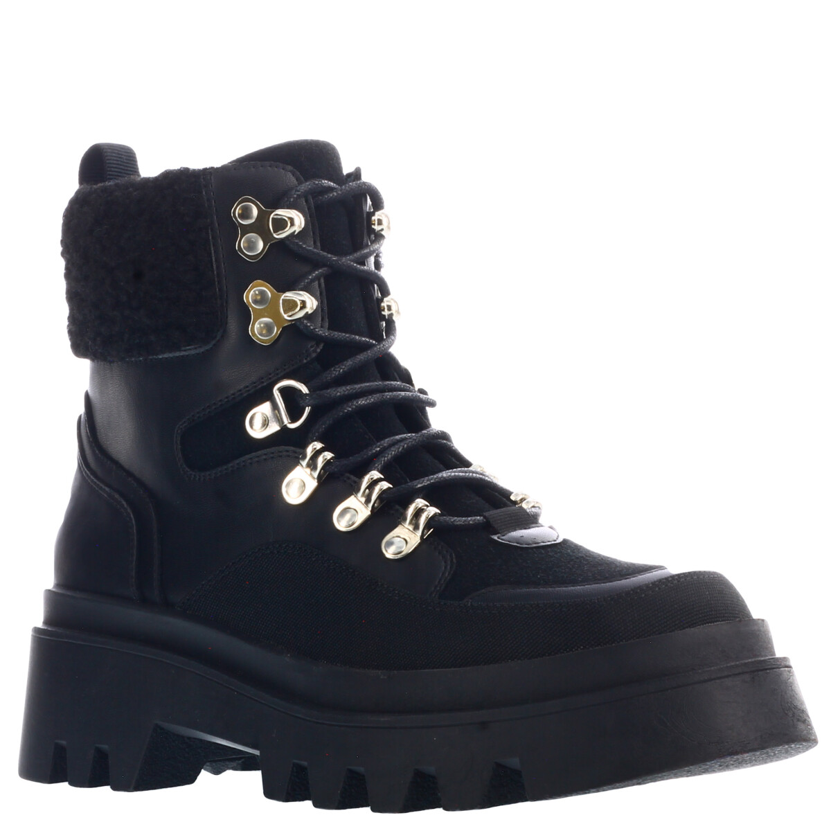 Bota borcego ALPINE con pelo en puño y materiales MissCarol - Black 