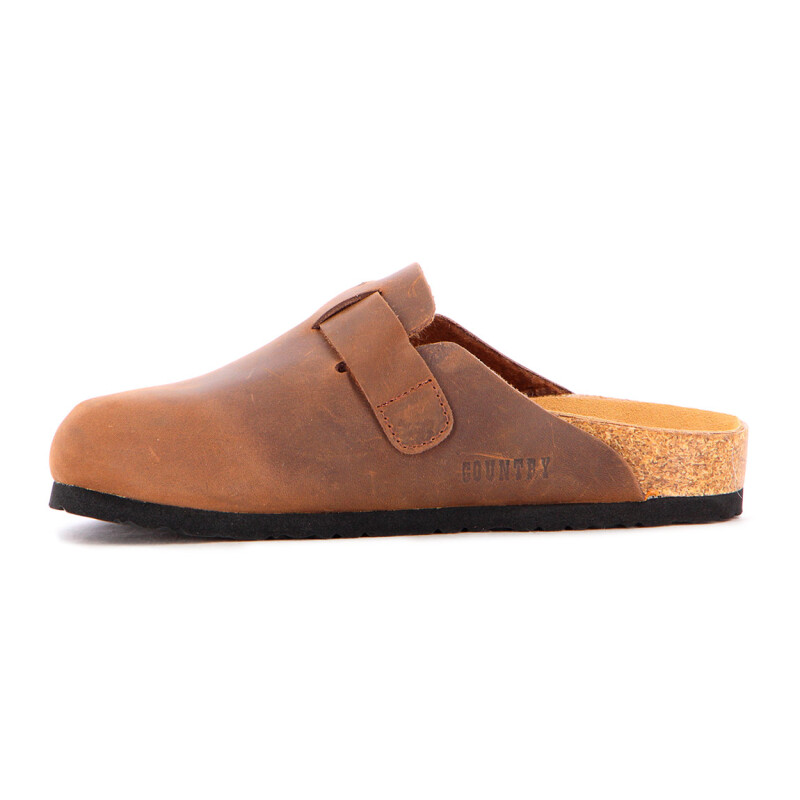 Zueco Country Cuero Mujer Marron Oscuro