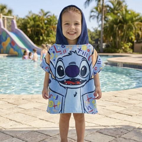 Bata Poncho Infantil Stitch 100% Algodón 70 x 58 U