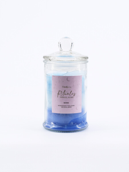 VELA FRASCO VIDRIO TAPA FRUTILLA AZUL