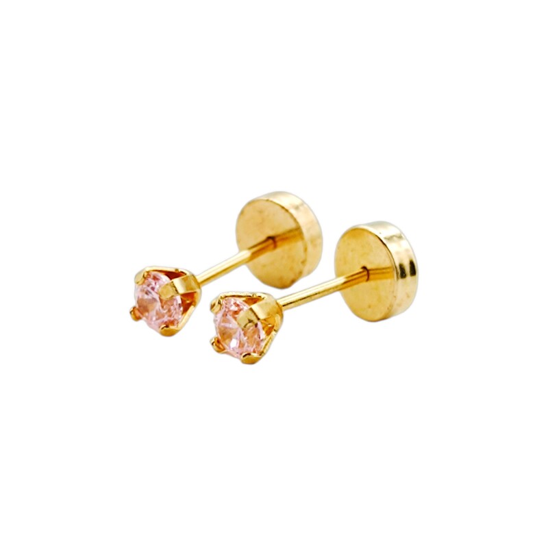 Abridores Zirconia -Oro Bajo- Zirconia rosa-AB8041 conpiedra