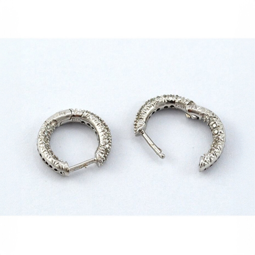 Aros Oro Blanco 18K Y Brillantes Aros Oro Blanco 18K Y Brillantes