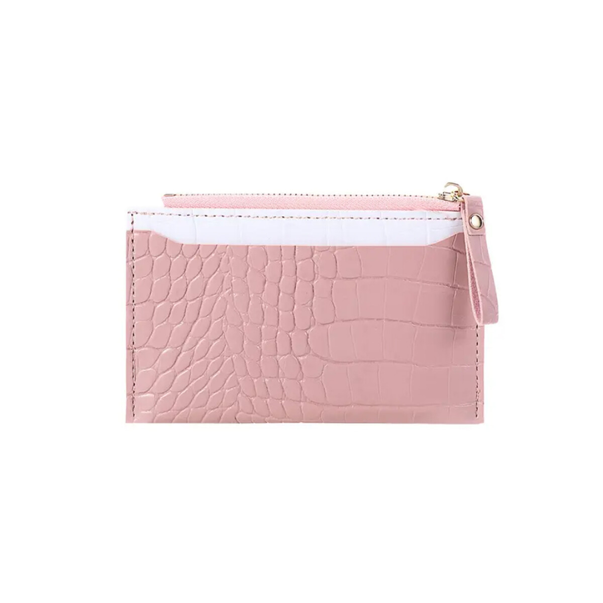 Monedero croco tarjetero bicolor - Rosado 