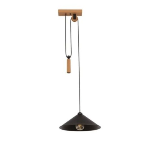 COLGANTE CELEIRO 1L E27 NEGRO Y MADERA D45CM COLGANTE CELEIRO 1L E27 NEGRO Y MADERA D45CM