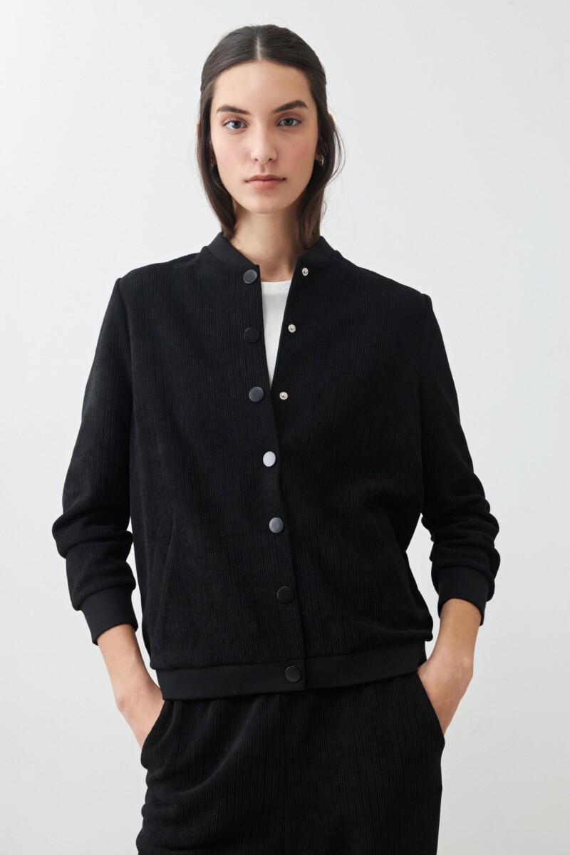 Bomber c/ textura acanalada negro
