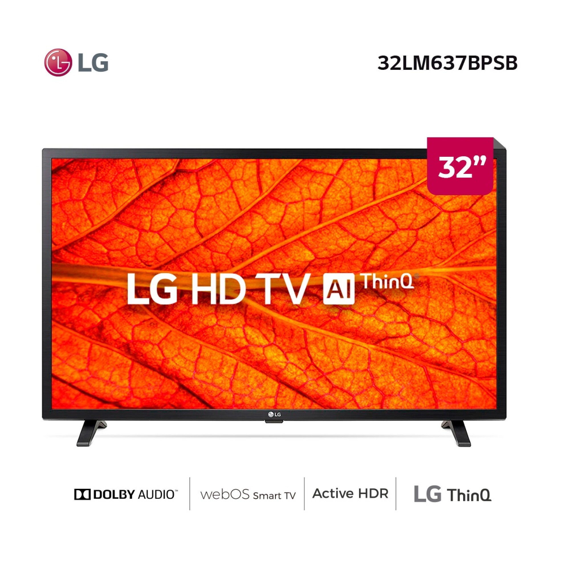 Pantalla AI ThinQ LG 32 Pulgadas Smart TV HD 32LQ630BPSA