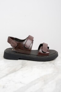 Sandalia Cuero Combinada Bordeaux