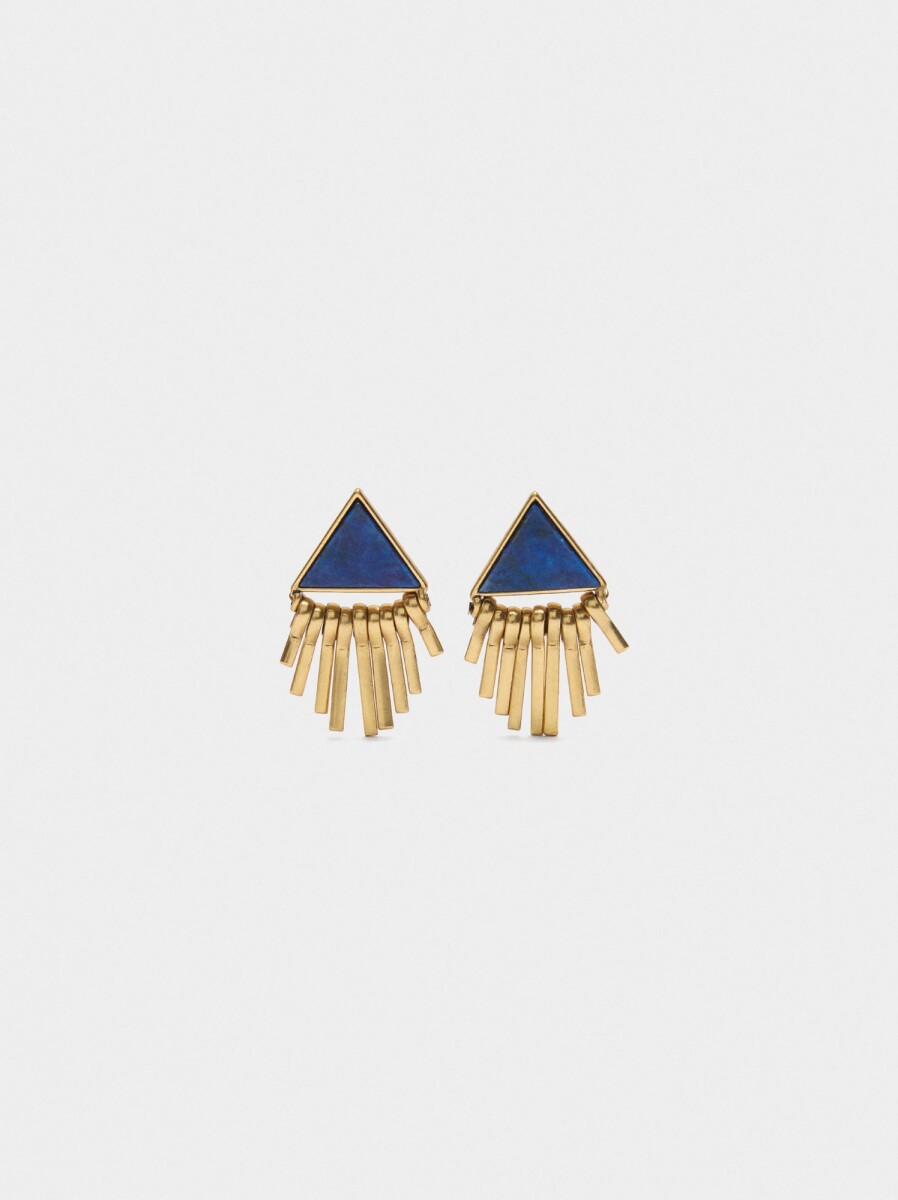Pendientes Triangulares Con Piedra - azul 