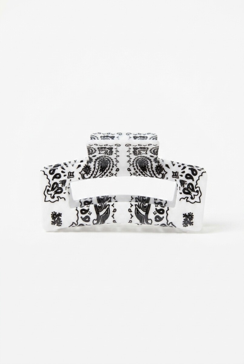 Broche cuadrado paisley - blanco 