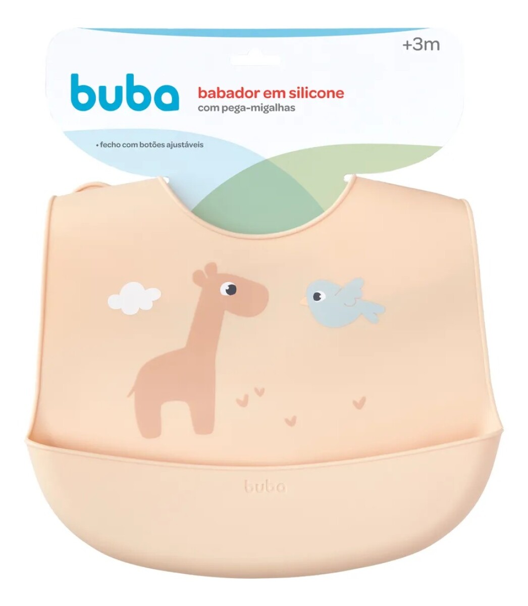 Babero silicona BUBA cloudy - rosado jirafa 